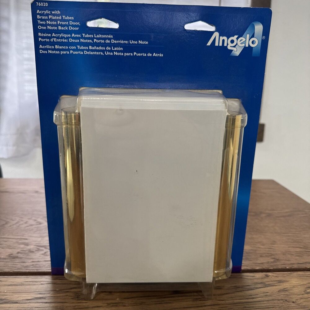 Vintage Angelo Door Bell Chime Brass Plated Original Pkg 2001 New Sealed